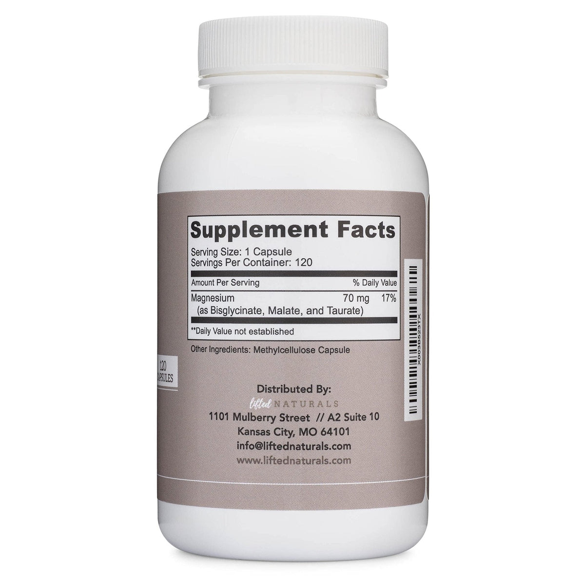 Magnesium Complex - Lifted Naturals Magnesium Supplement w/Bisglycinate, Malate, Taurate - 120 Capsules - Bioavailable Magnesium Formula for Mood, Sleep, Energy Support* - Maple Wellness Supplements