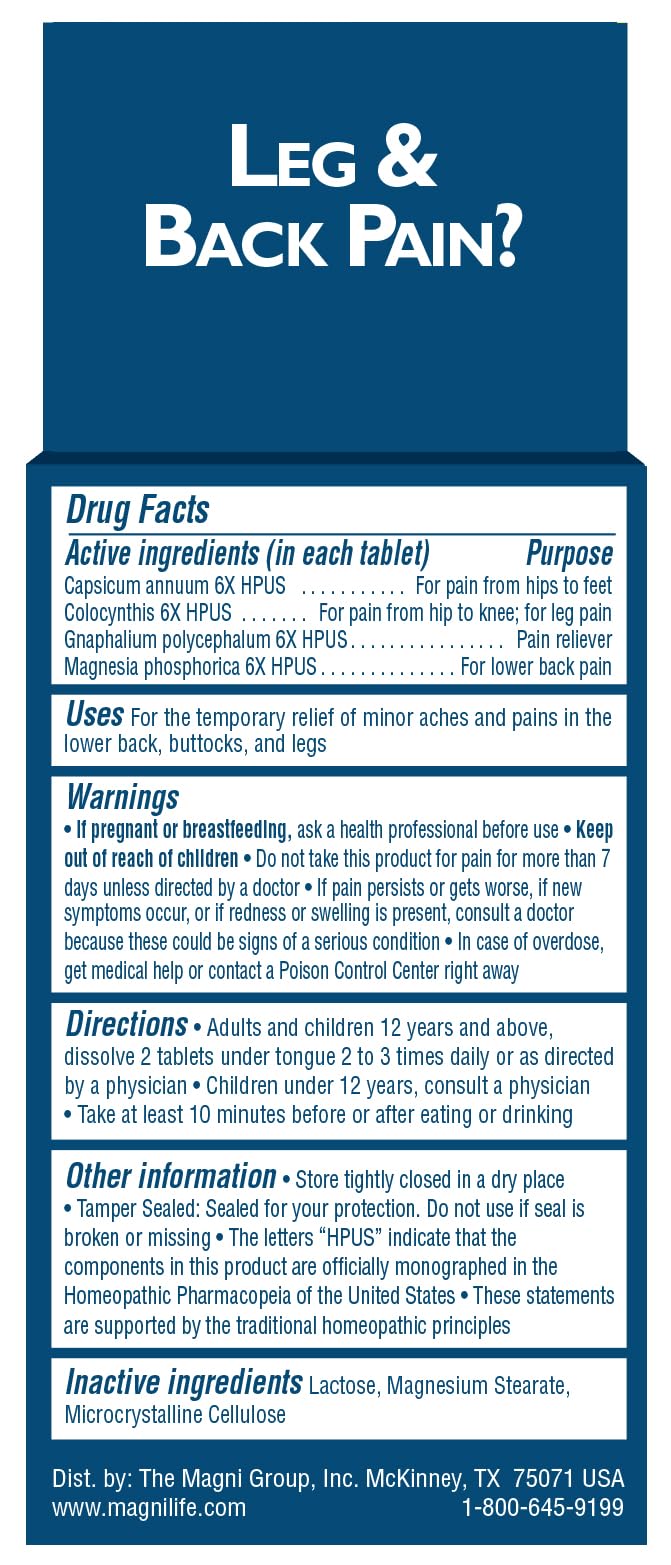 MagniLife Leg & Back Pain Relief Tablets,125 Ct, Fast-Acting Pain Relief Naturally Soothes Burning, Tingling & Stabbing Aches, Symptomatic or Preventative, Non-Habit Forming Quick-Dissolve Tablets - Maple Wellness Supplements
