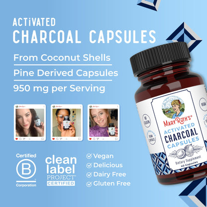 MaryRuth Organics Activated Charcoal Capsules | Substance Adsorption | Derived from Coconut Shells | Vegan Capsules from Pine Trees | Non-GMO | Gluten Free | 40 Count - Maple Wellness Supplements
