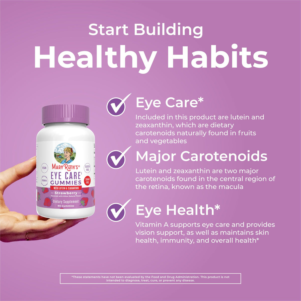 MaryRuth Organics Eye Care Gummies | Eye Health Vitamins for Adults and Kids | Lutein and Zeaxanthin Supplements | for Eyes | Vegan | Non-GMO | Gluten Free | 90 Count - Maple Wellness Supplements