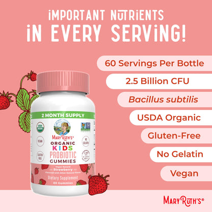 MaryRuth Organics Kids Probiotics for Digestive Health | USDA Probiotic Gummies | 2 Month Supply | Kids Probiotics | Immune Support | Gut Health Supplement | Vegan | Non-GMO | Gluten Free | 60 Count - Maple Wellness Supplements