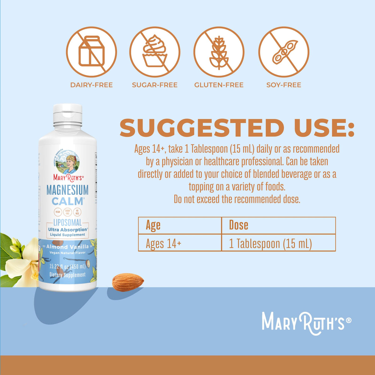 MaryRuth Organics Magnesium Liposomal| Magnesium Supplement | Magnesium Bisglycinate | Muscle & Bone Support | Mood Support Vitamin | Vegan | Non-GMO | Gluten Free | 15.22 Fl Oz | 30 Servings - Maple Wellness Supplements