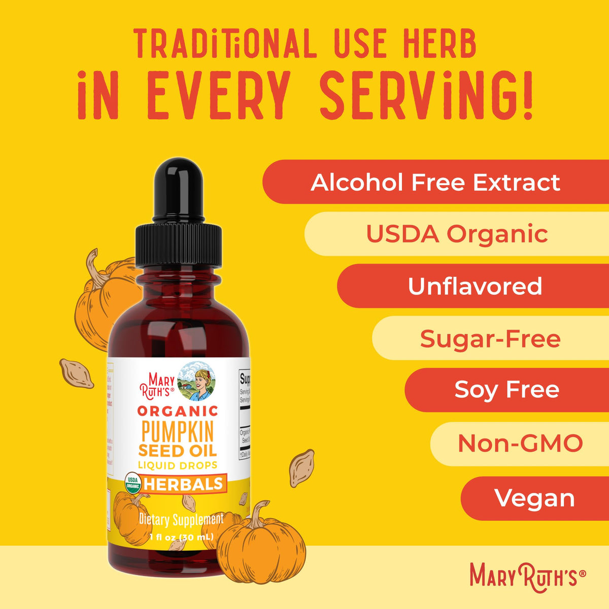 MaryRuth Organics Pumpkin Seed Oil Cold Pressed | 2 Month Supply | USDA Organic Pumpkin Seed Liquid Drops for Men and Women | Urinary Health in Men | Sugar Free | Vegan | Non-GMO | 60 Servings - Maple Wellness Supplements