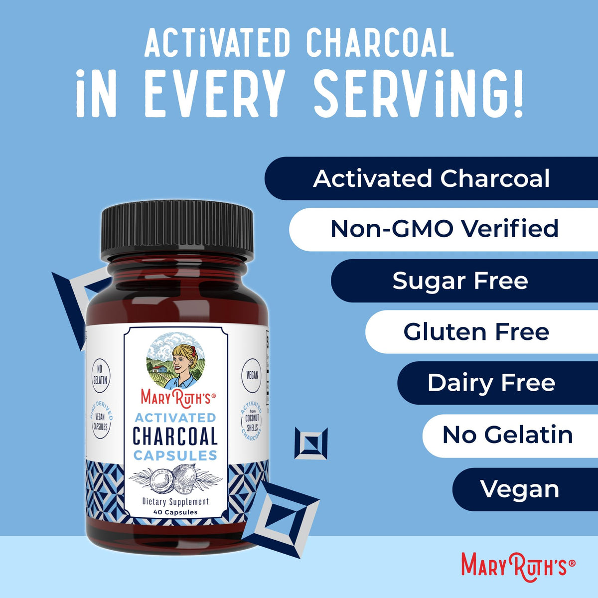 MARYRUTH'S Organics Activated Charcoal Capsules | Substance Adsorption | Derived from Coconut Shells | Vegan Capsules from Pine Trees - Maple Wellness Supplements