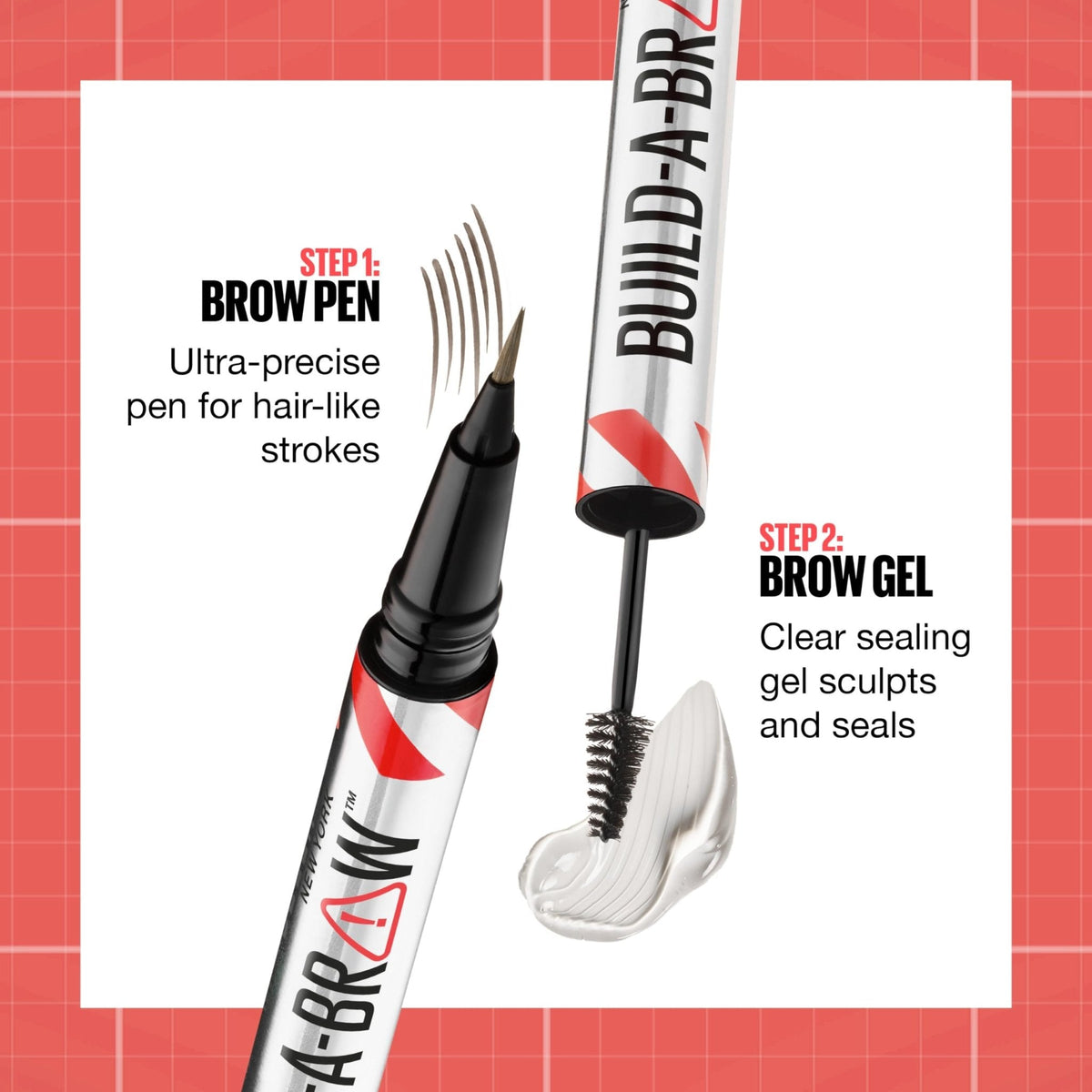 Maybelline Build-A-Brow 2-in-1 Brow Pen and Sealing Eyebrow Gel, Eyebrow Makeup for Real-Looking, Fuller Brows, Black Brown, 1 Count - Maple Wellness Supplements