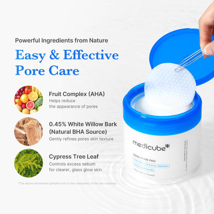 Buy ​medicube Toner Pads Zero Pore Pad 2.0 | Dual-Textured Facial Pad for Exfoliation and Pore Care with 4.5% AHA Lactic Acid - Vitaza UK Supplements UK