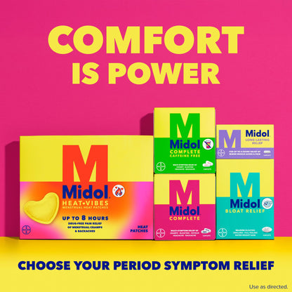 Midol Complete Menstrual Pain Relief Caplets, 40 Count - Provides Cramp, Headache, and Bloating Relief - Maple Wellness Supplements