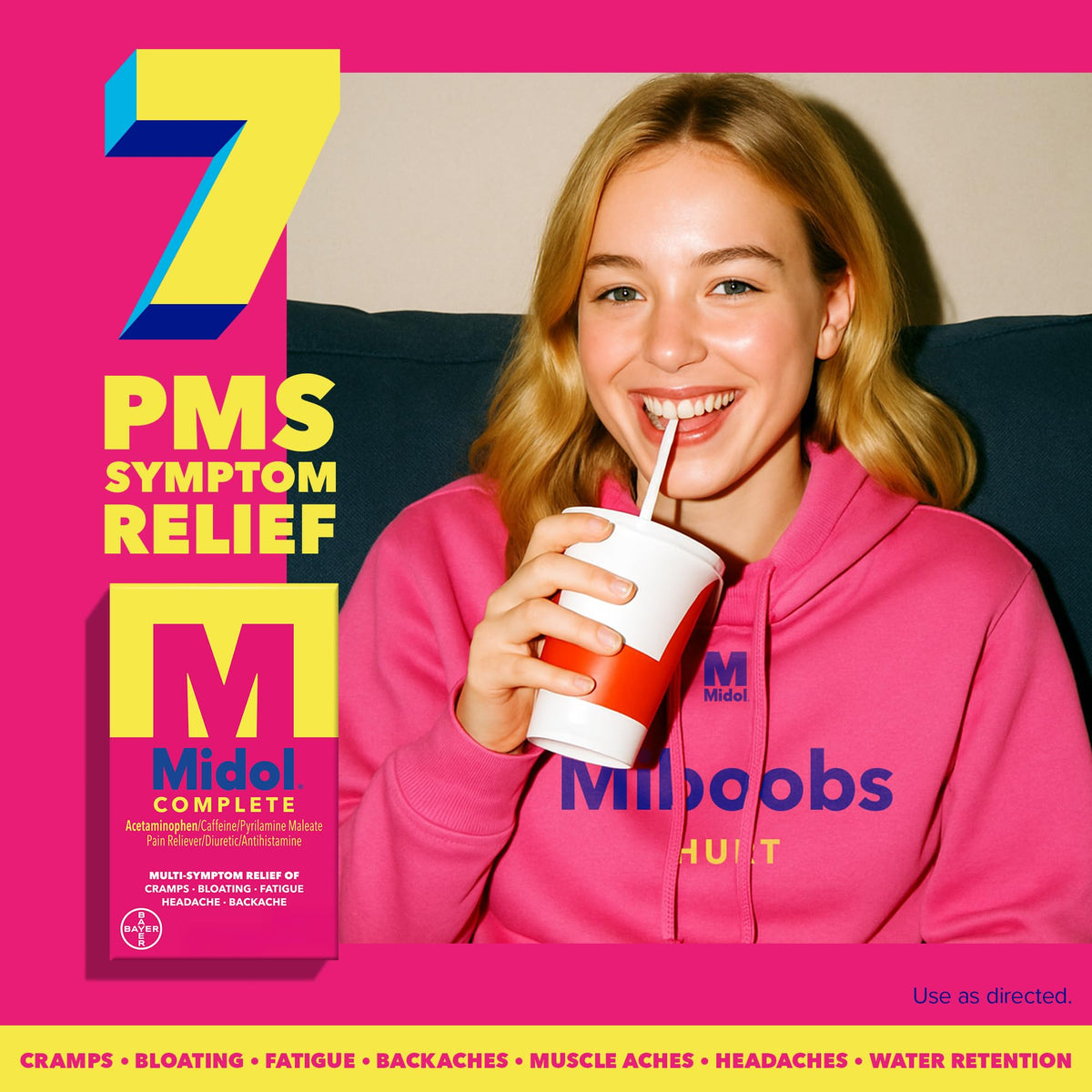 Midol Complete On The Go Caplets with Acetaminophen for Menstrual Symptom Relief, Period Cramp and Menstrual Pain Relief, 50 Count (25 Pouches of 2) - Maple Wellness Supplements