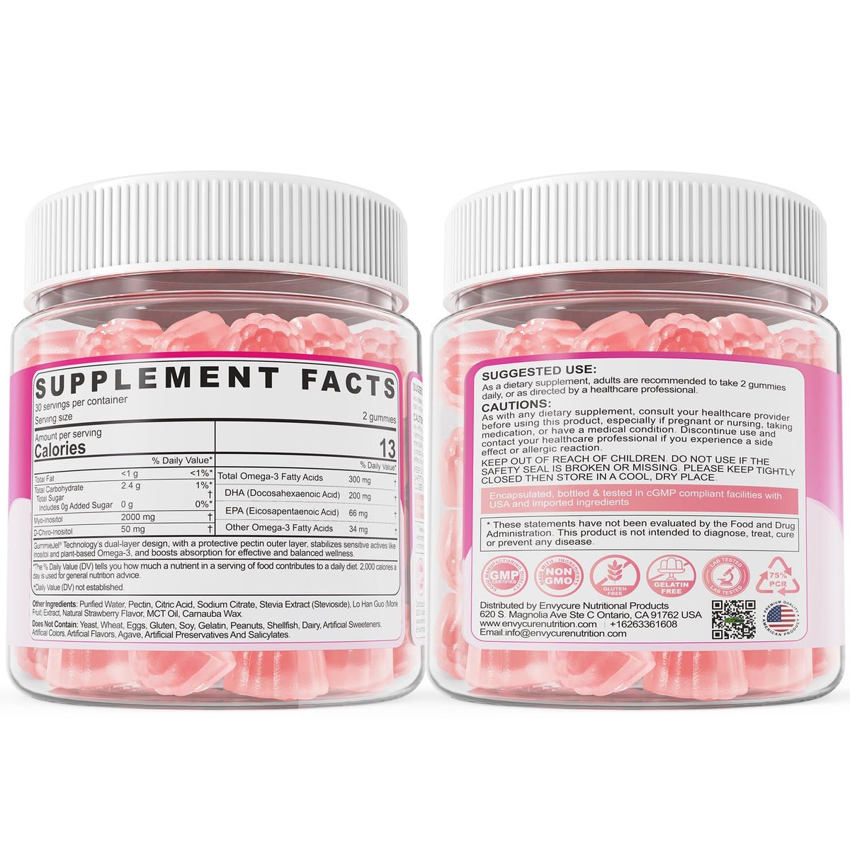 Myo-Inositol & D-Chiro Ideal 40:1, Inositol + Omega-3(3:1) Gummies, Hormone Balance for Women | Sugar Free Inositol Gummies w/Omega 3 DHA:EPA (3:1), Inositol Supplement for Cycle Health, Vegan, 60 Ct - Maple Wellness Supplements