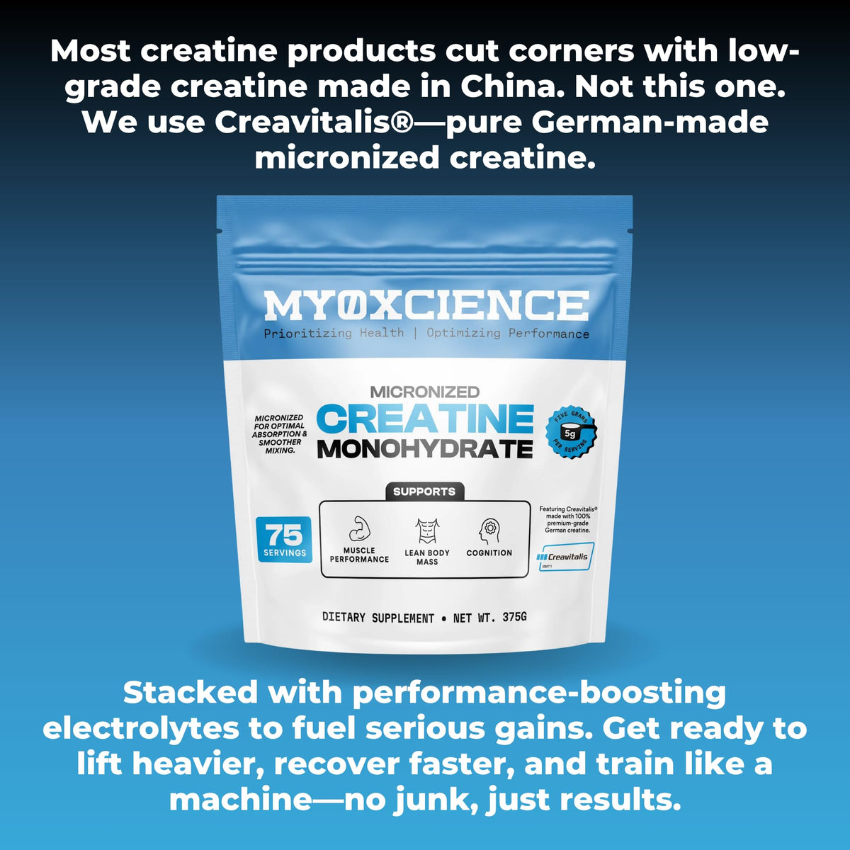 MYOXCIENCE Micronized Creavitalis Creatine | The World’s Purest Micronized Form of Creatine Monohydrate | Supports Muscle Performance - Maple Wellness Supplements
