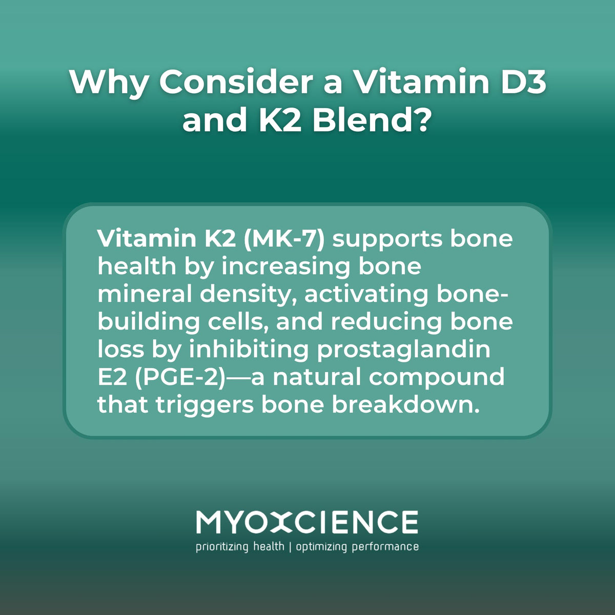 MYOXCIENCE Vitamin D3 + K2 Essential Micronutrients | Vitamin D3 5,000 IU | Vitamin K2 as MK-7 90 mcg (90 Vegetarian Capsules) - Maple Wellness Supplements
