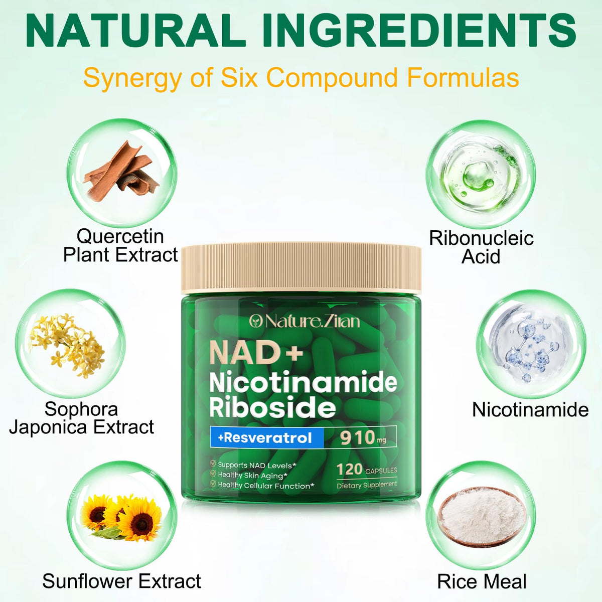 NAD Supplement 120 Capsules, Liposomal Nicotinamide Riboside, Resveratrol, Quercetin, NAD Nicotinamide Riboside Resveratrol 910mg for Women & Men, NAD Supplement for Anti Aging and Cell Regeneration - Maple Wellness Supplements