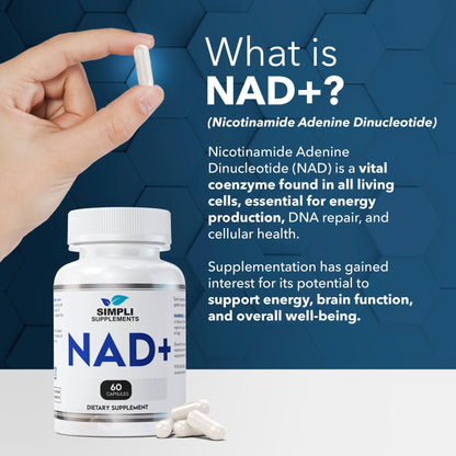 NAD Supplement for Anti-Aging and Cell Regeneration | NAD Booster 500mg Per Serving | NMN Supplement Alternative | Similar to Nicotinamide Riboside | 60 Capsules (30 Day Supply) - Maple Wellness Supplements