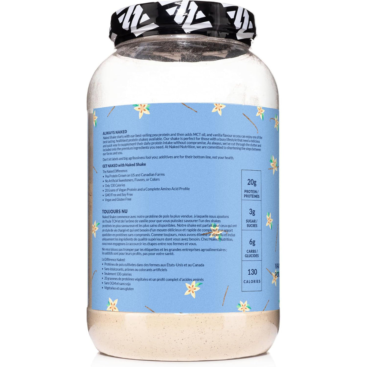 NAKED Shake - Vanilla Protein Powder - Plant Based Protein Shake with Mct Oil, NSF Certified, Gluten-Free, Soy-Free, No Gmos Or Artificial Sweeteners - 30 Servings - Maple Wellness Supplements