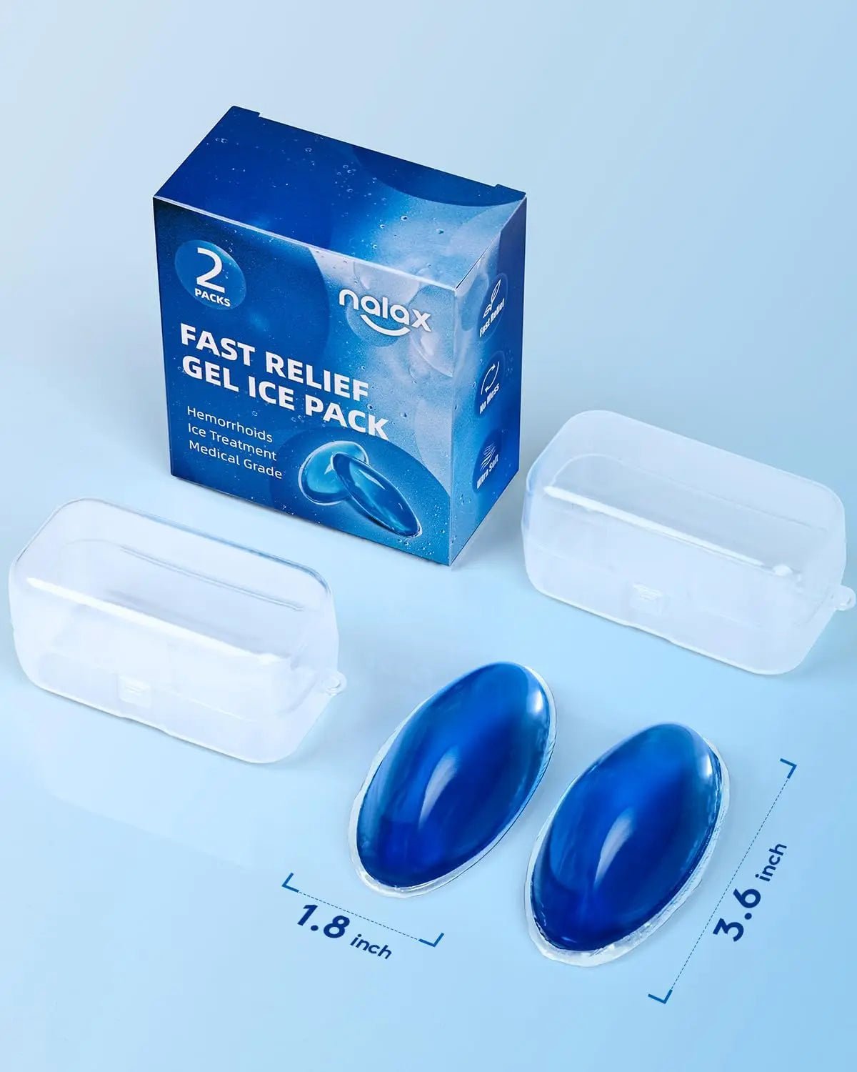 nalax Hemorrhoid Treatment Ice Pack for Fast Relief, FSA-HSA Eligible Cooling Gel Pads, Ultra-Soft, No Mess, Home Use for Hemorrhoid Sufferers & New Moms with Hemorrhoids, Includes 2 Storage Cases - Maple Wellness Supplements