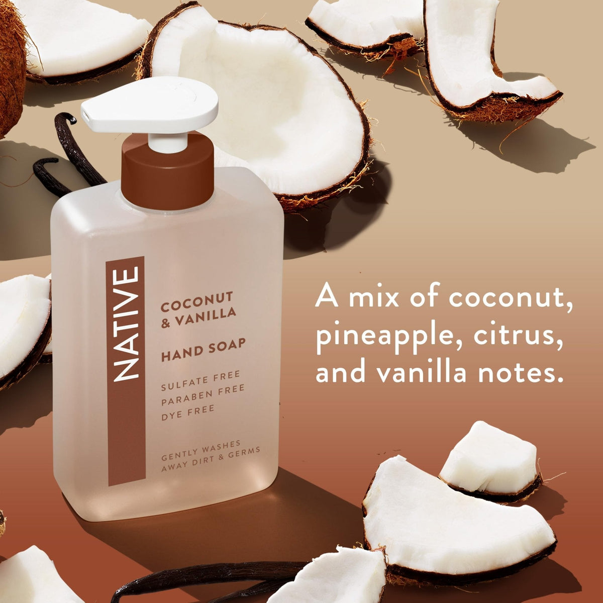 Native Liquid Hand Soap, Coconut & Vanilla Scent, Non-Drying Formula for Soft, Smooth Hands - Maple Wellness Supplements