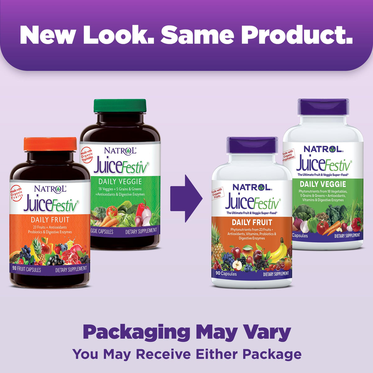 Natrol JuiceFestiv, Vitamins and Supplements for Nutrition & Well-Being, Antioxidants for Cellular Health, 90 Capsules (2-Count), Up to a 45 Day Supply - Maple Wellness Supplements