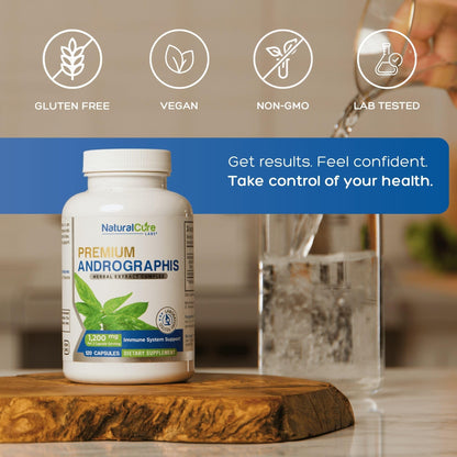 Natural Cure Labs Premium Andrographis Paniculata Extract 1,200mg (100mg Andrographolides), 120 Capsules, Non-GMO, Vegan, Gluten Free - Maple Wellness Supplements