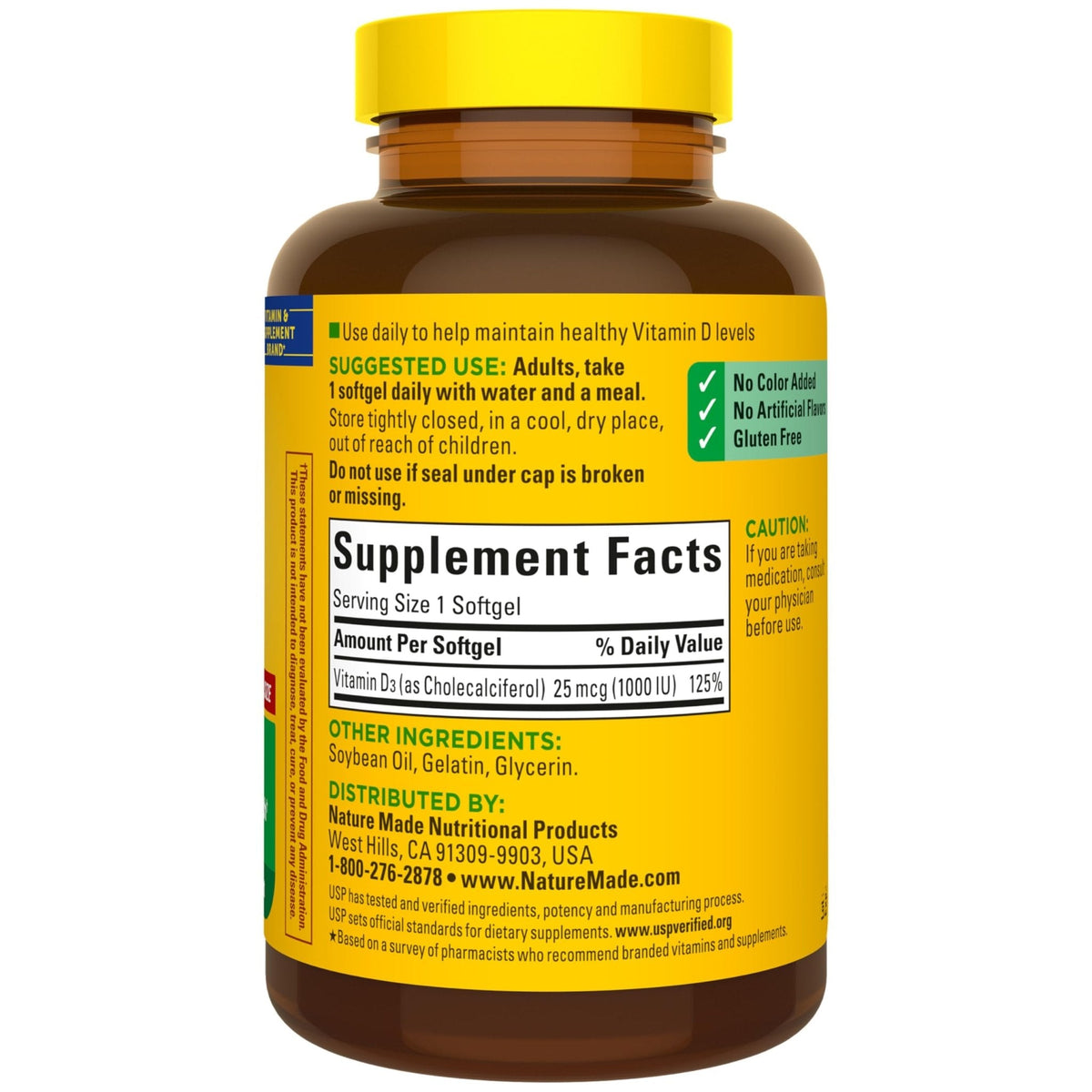 Nature Made Vitamin D3 1000 IU (25 mcg), Vitamin D Supplement for Bone, Teeth, Muscle and Immune Health Support, 300 Softgels, 300 Day Supply - Maple Wellness Supplements