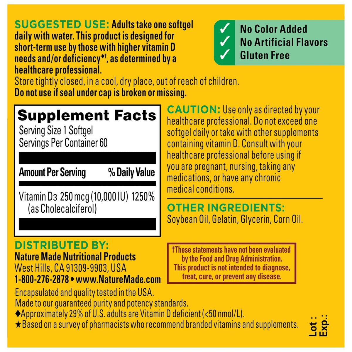 Nature Made Vitamin D3 10000 IU (250 mcg) Maximum Strength, Vitamin D Supplement for Bone and Immune Health Support - Maple Wellness Supplements