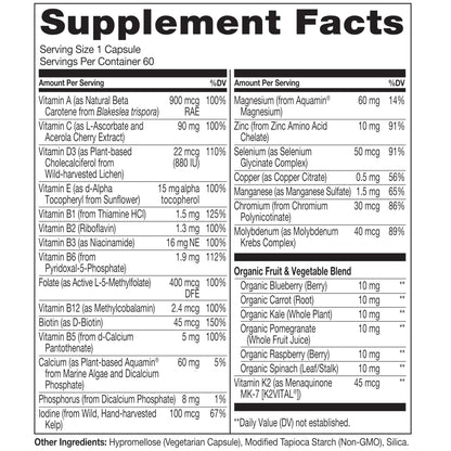 NATURELO One Daily Multivitamin for Women 50+ (Iron Free) - Menopause Support for Women Over 50 - Whole Food Supplement - Non-GMO - No Soy - 60 Capsules - 2 Month Supply - Maple Wellness Supplements