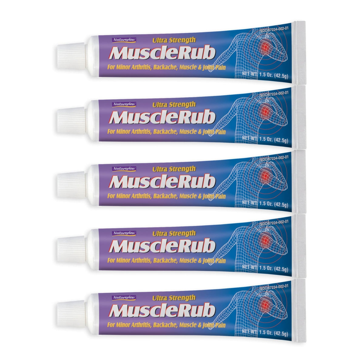 Natureplex Ultra Strength Muscle Rub Cream 1.5 oz (Pack of 5) – Menthol & Methyl Salicylate, Fast-Penetrating, Long-Lasting Relief for Muscle & Joint Discomfort (Minor Aches, Backache, Strains) - Maple Wellness Supplements