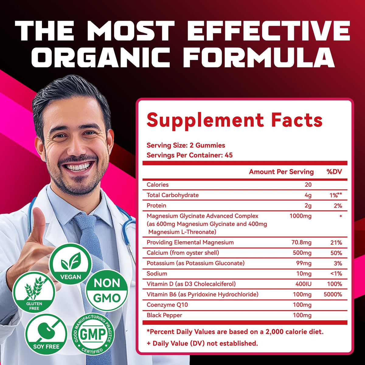 Natures Aid Magnesium Glycinate Gummies 1000mg - Sugar Free Magnesium Potassium Supplement with Vitamin D, B6, CoQ10 for Calm Mood - Maple Wellness Supplements