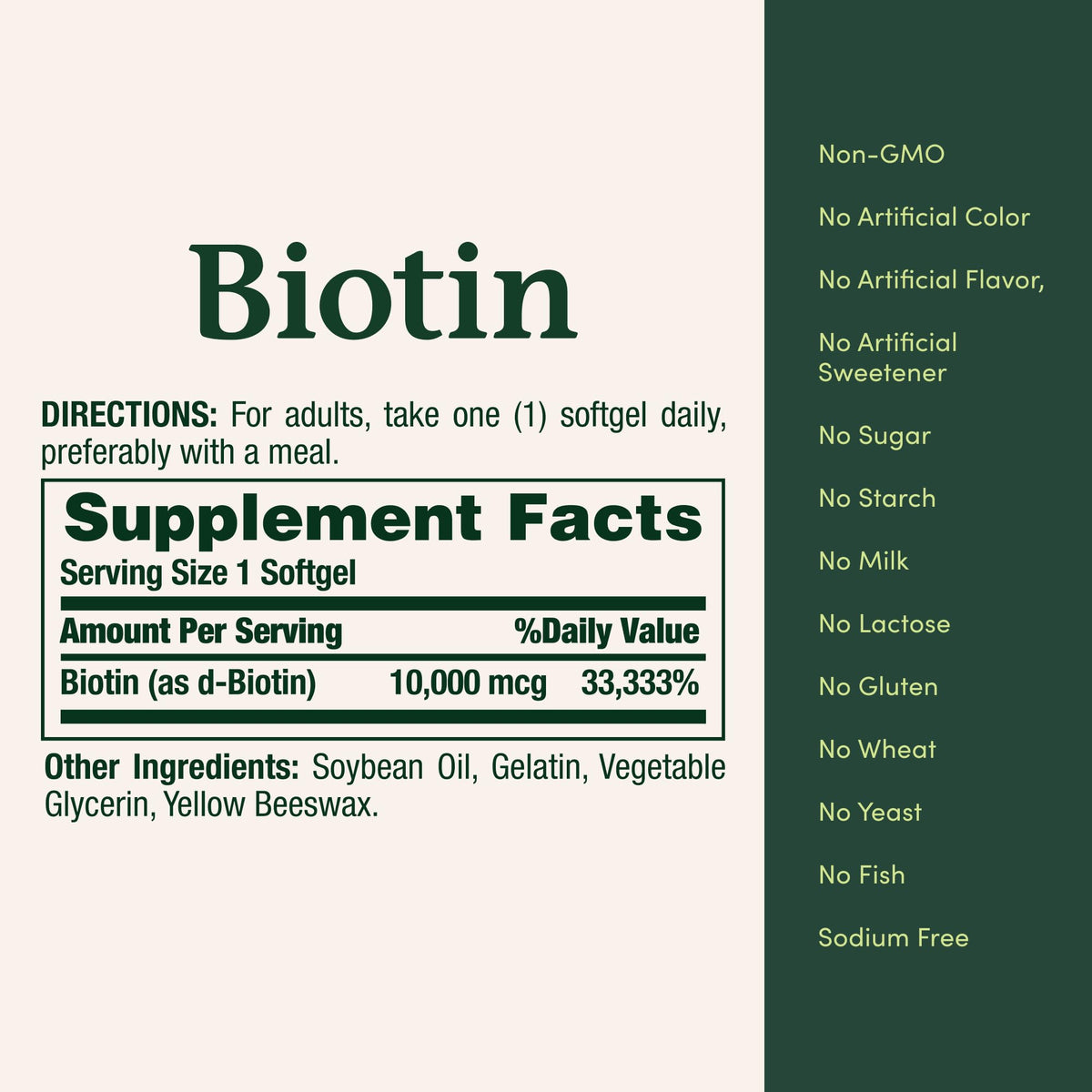 Nature's Bounty Biotin Hair Skin and Nails Vitamins, Supports Healthy Hair, Skin and Nails, 10,000 mcg, 120 Softgels (Pack of 1) - Maple Wellness Supplements