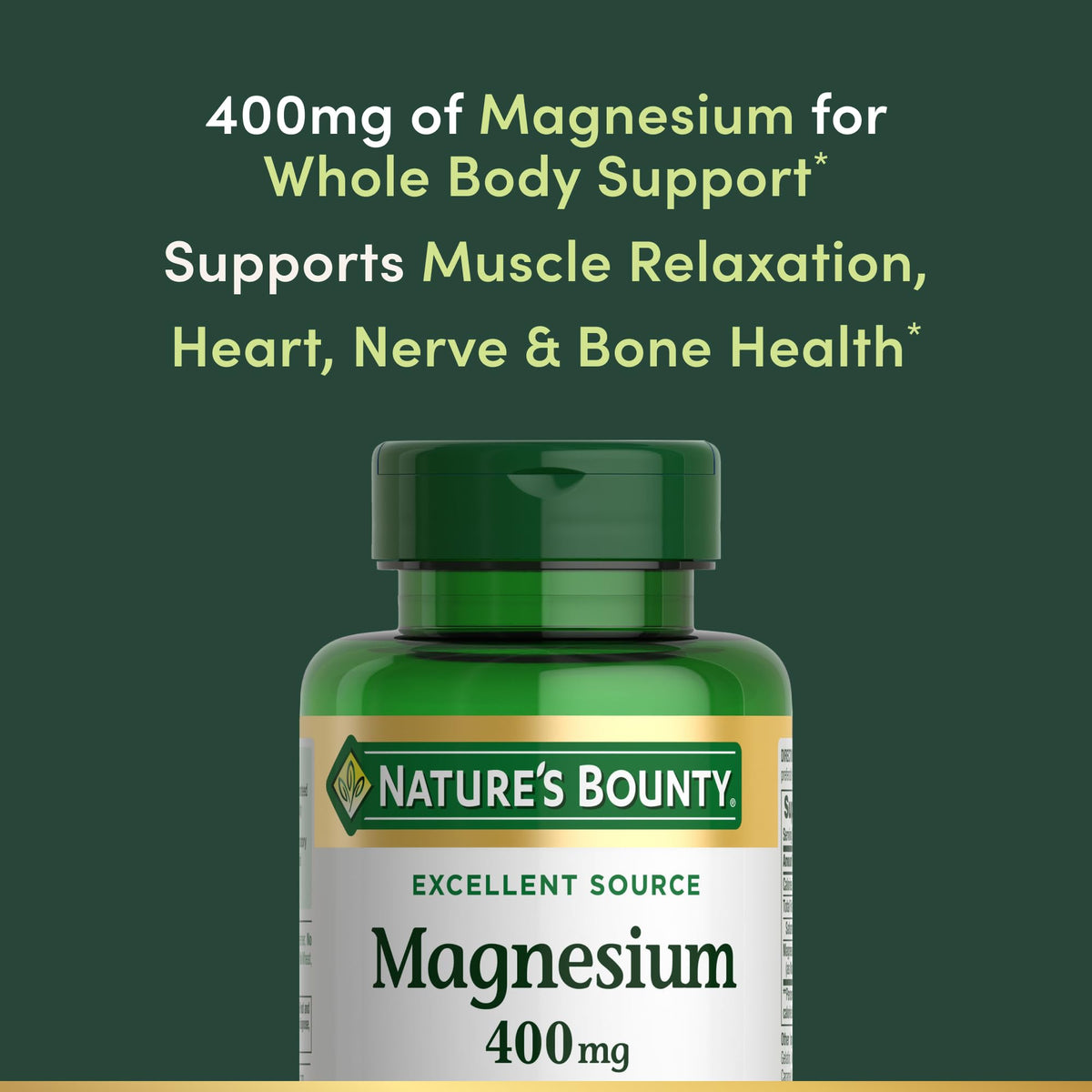 Nature's Bounty Magnesium 400 mg Softgel, Whole Body Support, Magnesium Supplements for Men and Women, Heart, Nerve & Bone Health, 75 Softgels (Pack of 1) - Maple Wellness Supplements