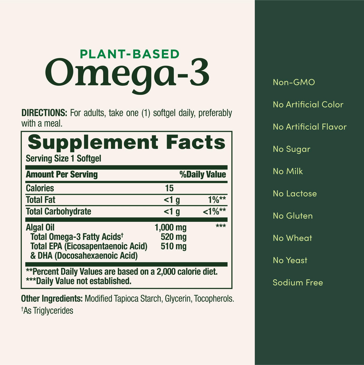 Nature's Bounty Omega 3, Plant-Based Omega 3 Fatty Acid Supplement, 520mg, Supports Whole Body Health Including Heart, Skin, Joint - Maple Wellness Supplements