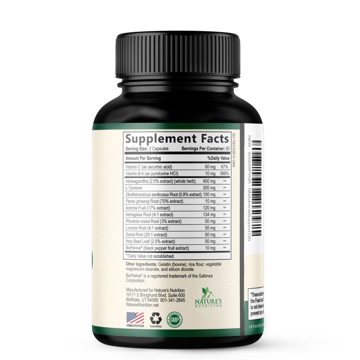 Nature's Nutrition Adrenal Support Supplements Cortex Complex, Best Energy Supplement, Supports Health & Energy Levels, Daily Ashwagandha for Women & Men, Supports Immune System, 120 Capsules - Maple Wellness Supplements