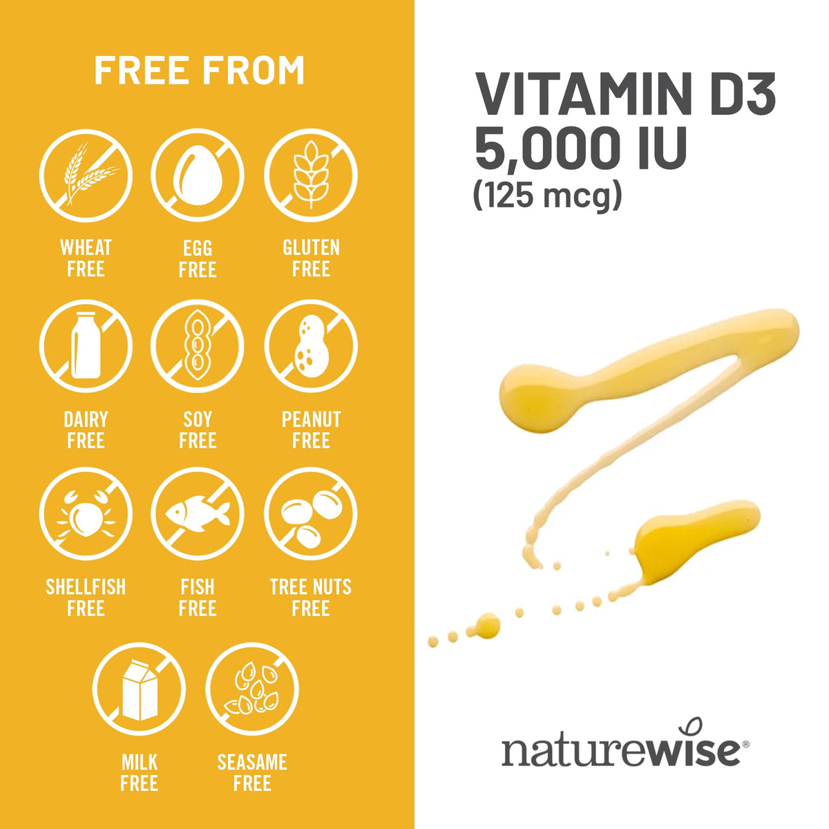 NatureWise Vitamin D3 5000iu (125 mcg) 1 Year Supply for Immune Support, Healthy Muscle Function, and Bone Health - Non-GMO - Maple Wellness Supplements