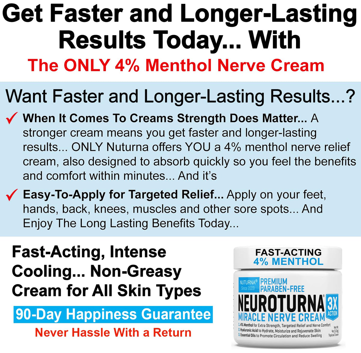 Neuropathy Nerve Relief Cream - Premium Nerve Cream 3X Action for Targeted Relief and Soothing Nerve Comfort - Maximum Strength with 4% Menthol Arnica MSM for Feet Hands Legs Toes & Back - Large 4 Oz - Maple Wellness Supplements