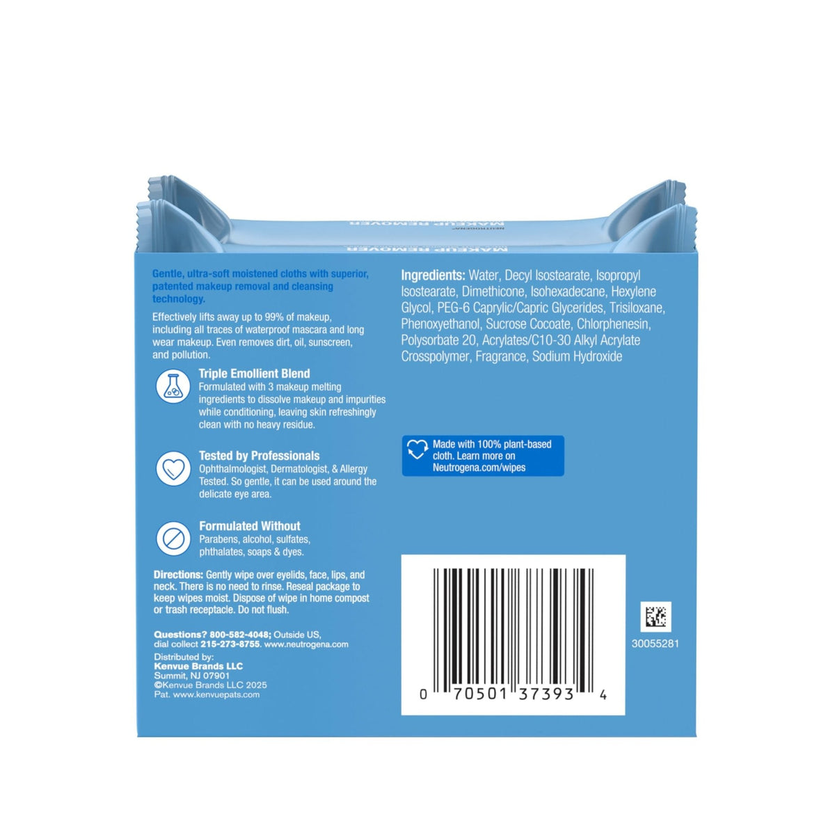 Buy ​Neutrogena Makeup Remover Wipes Micellar Alcohol-Free Face Towelettes Remove Waterproof Mascara & Oil, Compostable 100% Plant-Based Cloth - Vitaza UK Supplements UK