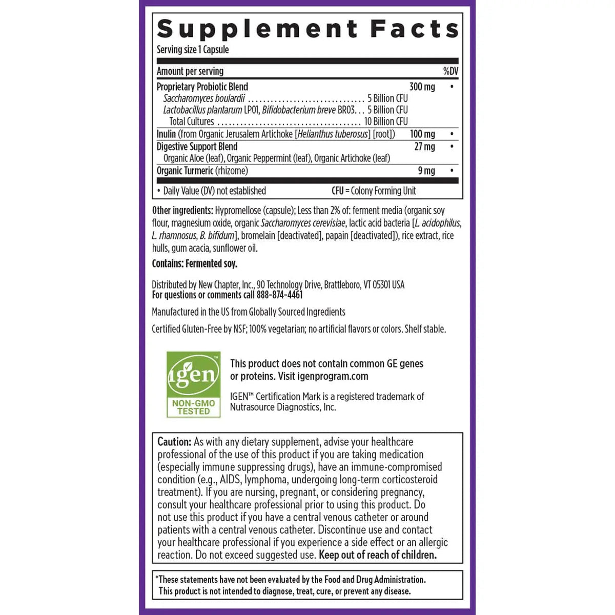 New Chapter All-Flora Probiotic for Advanced Digestion & Complete Gut Health with Prebiotics + Postbiotics, Clinical-Strength Strains, 100% Vegetarian, Non-GMO, Shelf Stable - 60 ct (2 Month Supply) - Maple Wellness Supplements