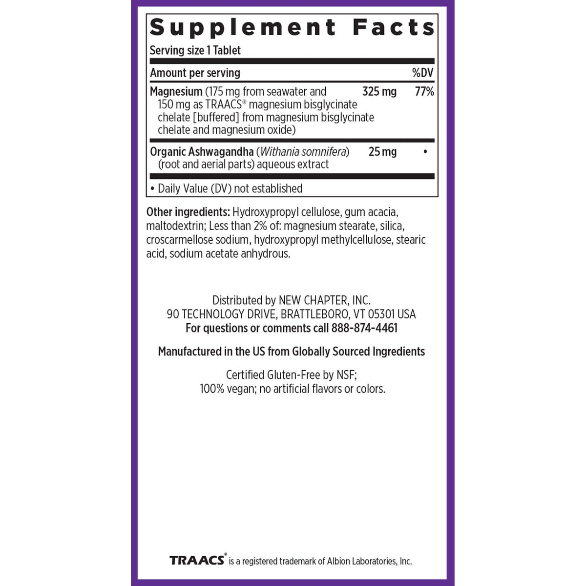 New Chapter Magnesium + Ashwagandha Supplement, 325 mg with Magnesium Glycinate for Muscle Relaxation & Recovery, Heart, Nerve & Bone Health, 2.5X Absorption - Maple Wellness Supplements