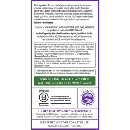New Chapter Women’s Multivitamin, Iron, B6, B12, Biotin for Hair Growth, D3, Vit C, Zinc for Immune & Stress Support, Gentle on an Empty Stomach, One Daily, Non-GMO, Gluten-Free, 18+, 72 Tablets - Maple Wellness Supplements