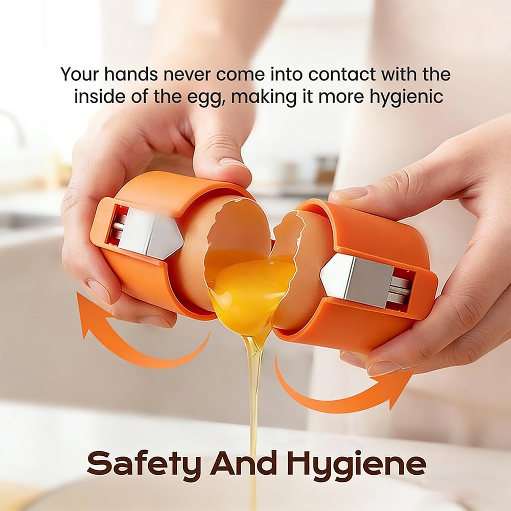 New Egg Shell Opener Egg Cracker Tool Stainless Steel, Multifunctional Egg Shell Opener for Raw Or Hard-Boiled Eggs, Kitchen Gadget for Cooking Baking (Orange Red) - Maple Wellness Supplements