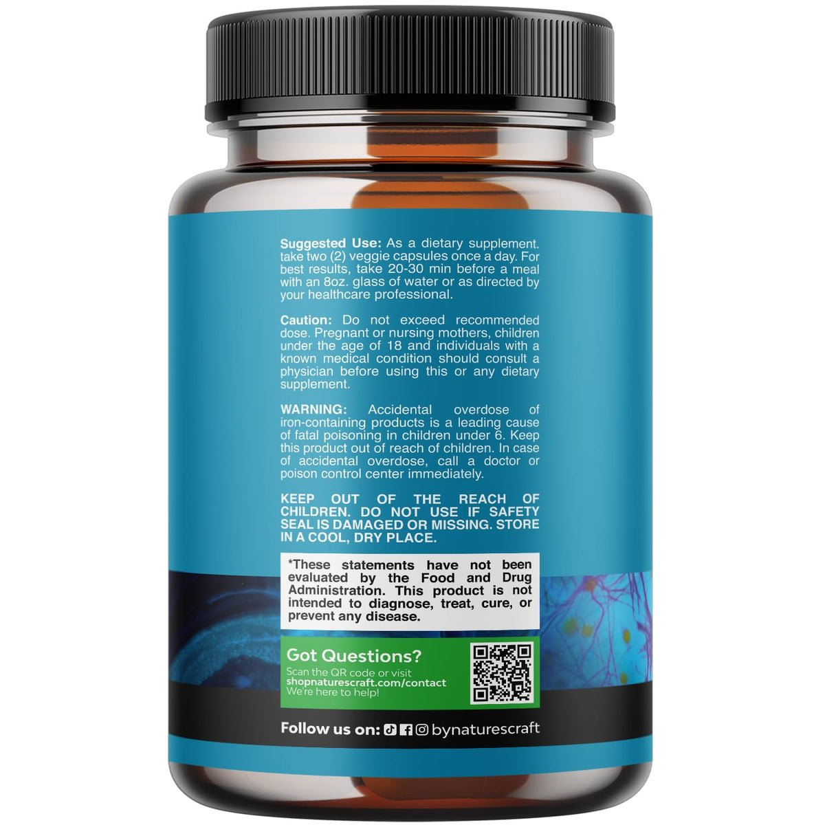 Nootropic Brain Supplement for Memory and Focus Support - Vitamins for Mental Support & Clarity with Bacopa Monnieri, VIT A, B6, Riboflavin, Niacin - Maple Wellness Supplements