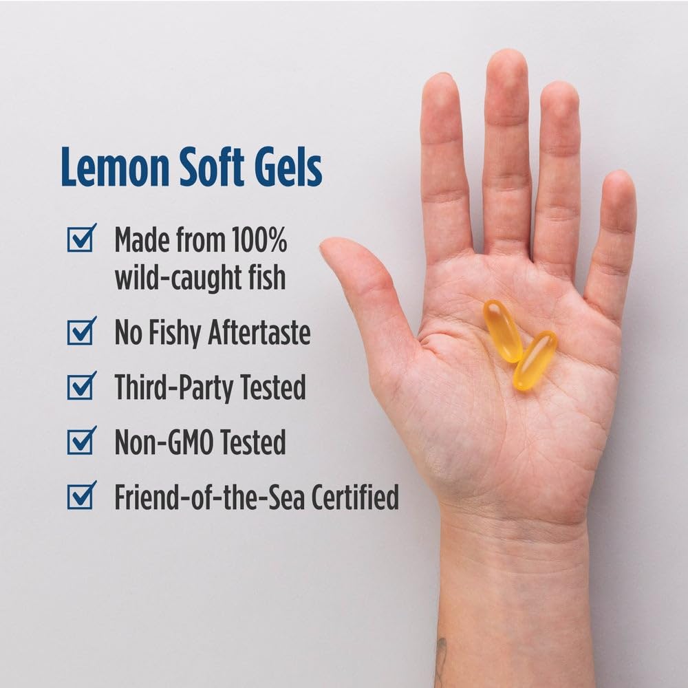 Nordic Naturals Omega-3, Lemon Flavor - 120 Soft Gels - 690 mg Omega-3 - Fish Oil - EPA & DHA - Immune Support, Brain & Heart Health, Optimal Wellness - Non-GMO - 60 Servings - Maple Wellness Supplements