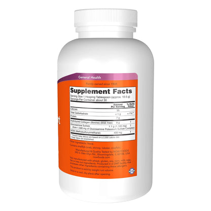 NOW Foods Supplements, Collagen Joint Support™ Powder with Beef Gelatin, Glucosamine Sulfate and MSM, 11-Ounce - Maple Wellness Supplements