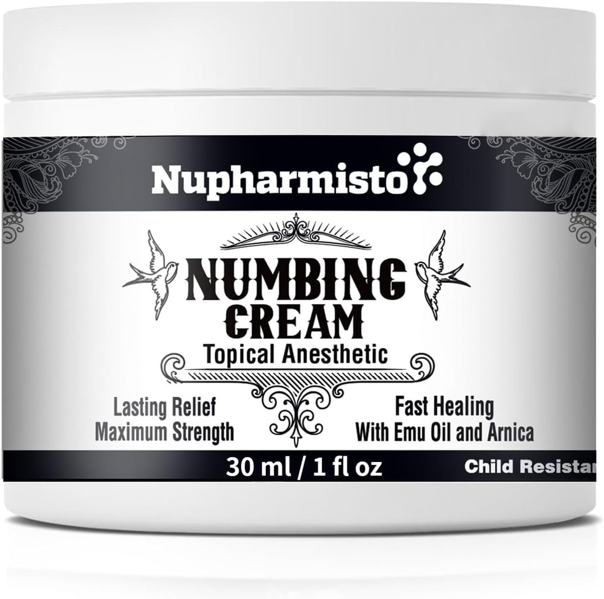 Nupharmisto Numbing Cream Maximum Strength : Long Lasting Numbing Cream with 5X Numbing - Emu Oil and Arnica 30 ml / 1 fl oz - Maple Wellness Supplements