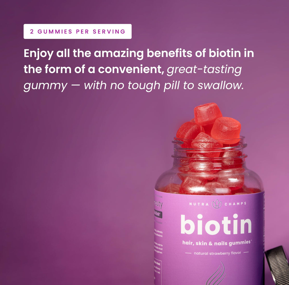NutraChamps (2 Pack) Biotin Gummies 10,000mcg [High Potency] for Healthy Hair, Skin & Nails for Adults & Kids - 5000mcg in Each Gummy Vitamin - Vegan, Non-GMO - Maple Wellness Supplements