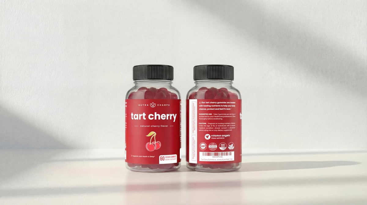 NutraChamps Tart Cherry Gummies - Tart Cherry Extract with Celery Seed - 60 Vegan Gummies (2-Pack) - Maple Wellness Supplements