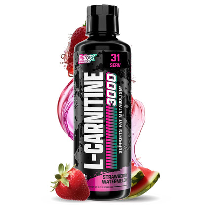 Nutrex Research Liquid Carnitine 3000 | (Strawberry Watermelon) | Premium L Carnitine Liquid, Stimulant Free 31 Servings - Maple Wellness Supplements
