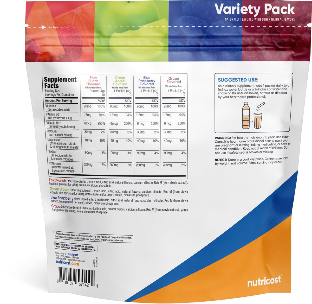 Nutricost Electrolytes Complex, Variety Pack Flavored, 40 Stickpacks - Advanced Hydration Complex - Maple Wellness Supplements