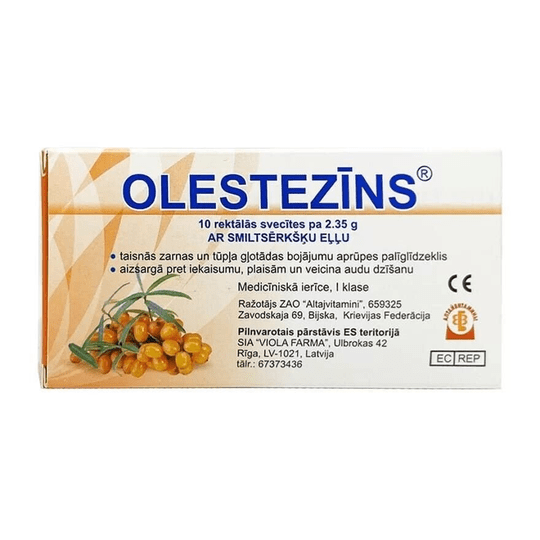 Buy ​Olestezin Rectal Anti Hemorrhoidal Suppositories with Sea Buckthorn 10 pcs - Vitaza UK Supplements UK
