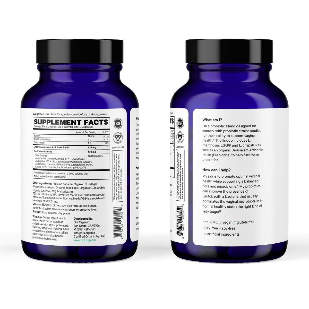 Ora Organic Prebiotics and Probiotics for Women - Lactobacillus for Vaginal and Urinary Tract Health, Contains 16 Billion CFU, 6 Strains - 1 Month Supply, 60 Vegan Probiotic Capsules - Maple Wellness Supplements
