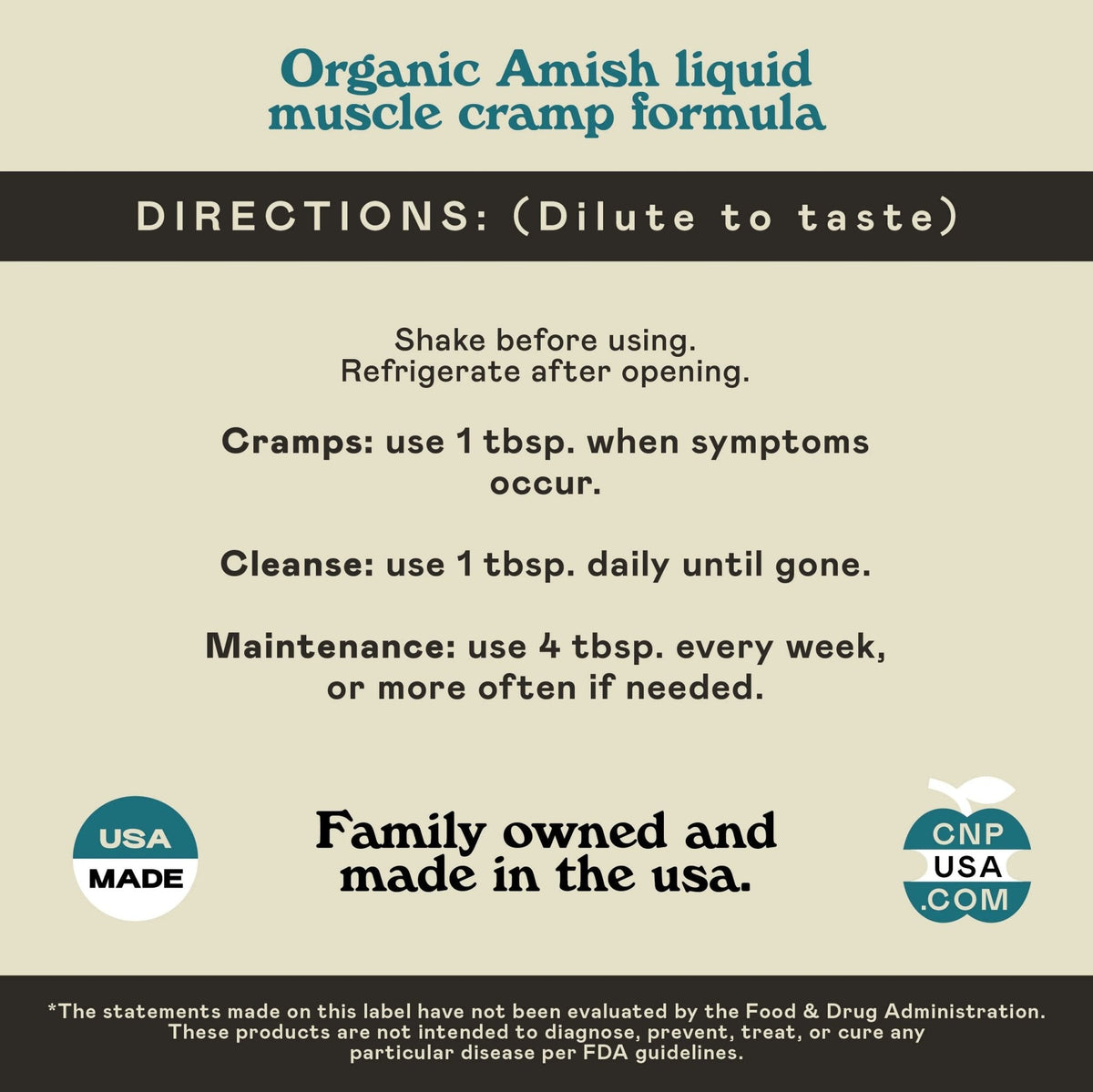 Organic Amish Leg Cramp Relief Liquid 16oz - Natural Muscle and Foot Support Supplement with Apple Cider Vinegar, Ginger, Garlic, Aloe, Fast Cramp Reducing Formula, Certified Organic, Made in USA - Maple Wellness Supplements