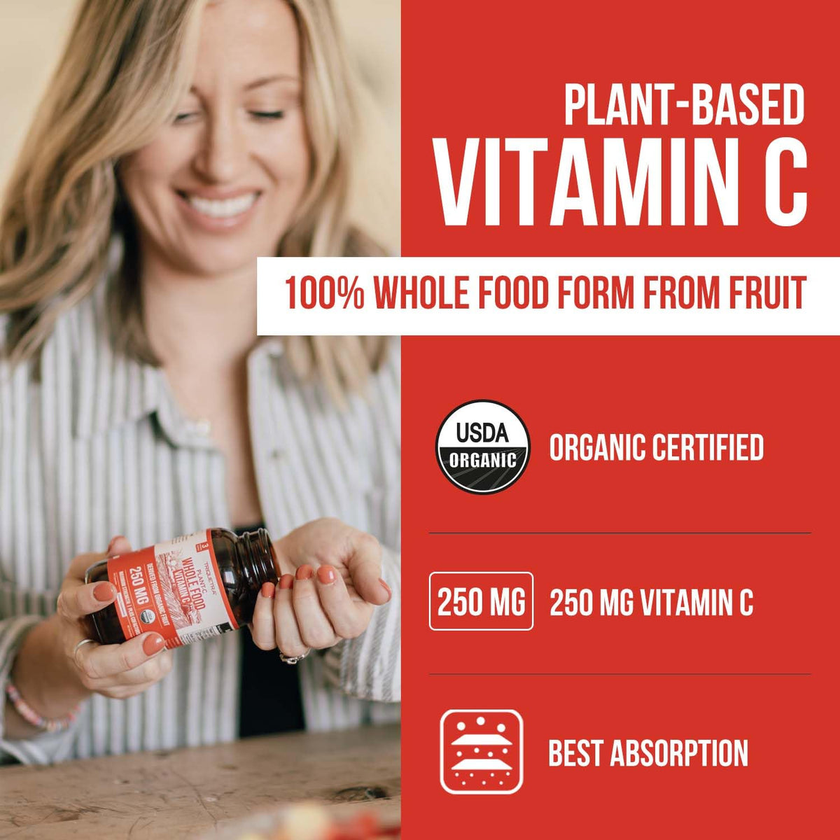 Organic Vitamin C | Whole Food Vitamin C from Fruit Plus Absorption Enhancing Cofactors - Vegan, Enhanced Bioavailability - Immune Support - Maple Wellness Supplements